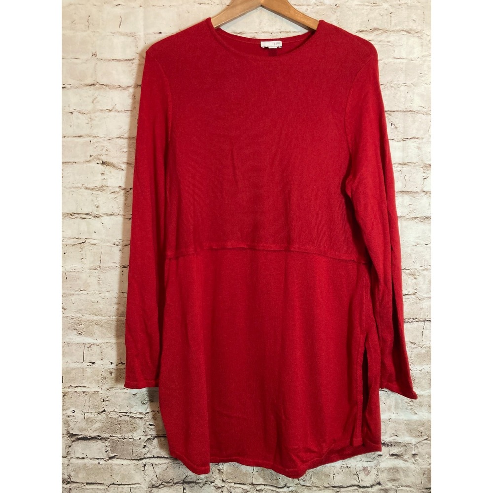J. Jill Sweater Womens Medium Cherry Red Wool Blend Lightweight Pullover Tunic‎